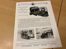 1930’S R A LISTER AUTO-TRUCK TYPE S MECHANICAL SWEEPER SPECIFICATION SHEET