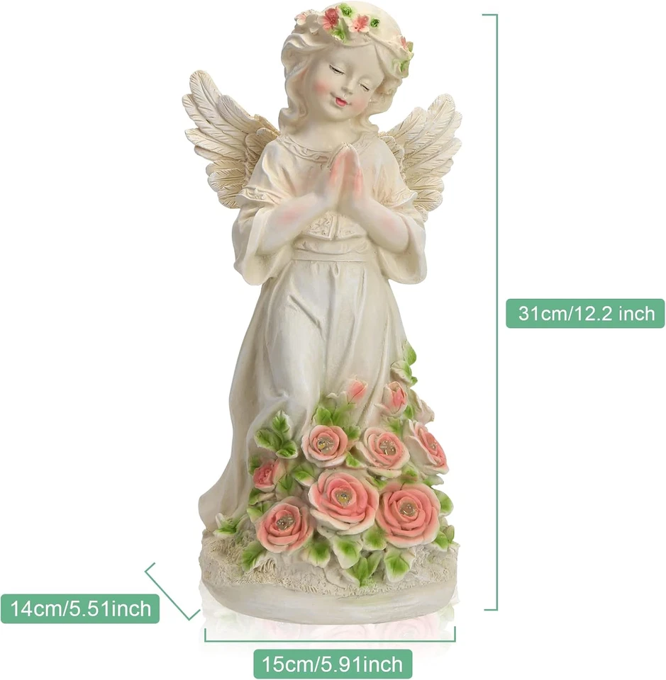 Garden Decor Angel Statue, Outdoor Patio Garden Sculptures & Statues, Solar Yard - image 3 of 4