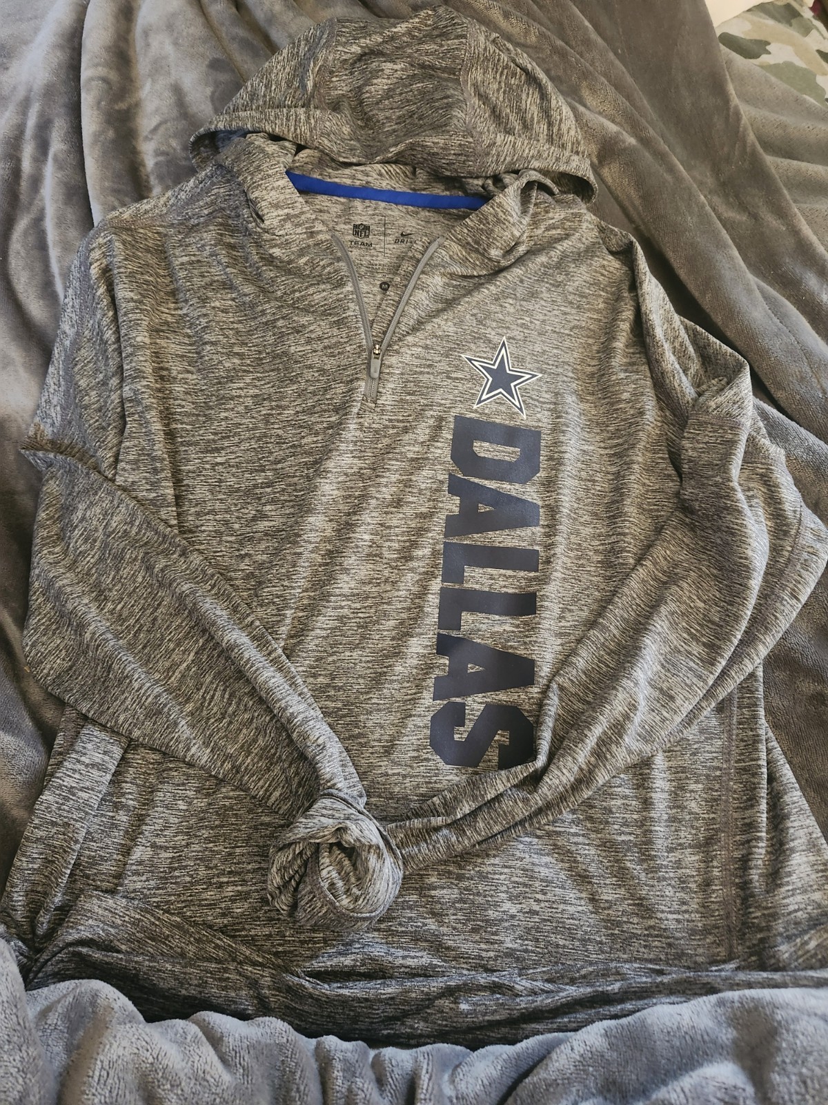  NIKE NFL DALLAS COWBOYS Grey LONG SLEEVE QUARTER ZIP TOP Medium  DRI-FIT thumbnail 7