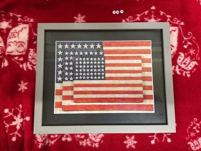 JASPER JOHNS Kunstdruck, seltene Galerie GERAHMT, STARS AND STRIPES USA
