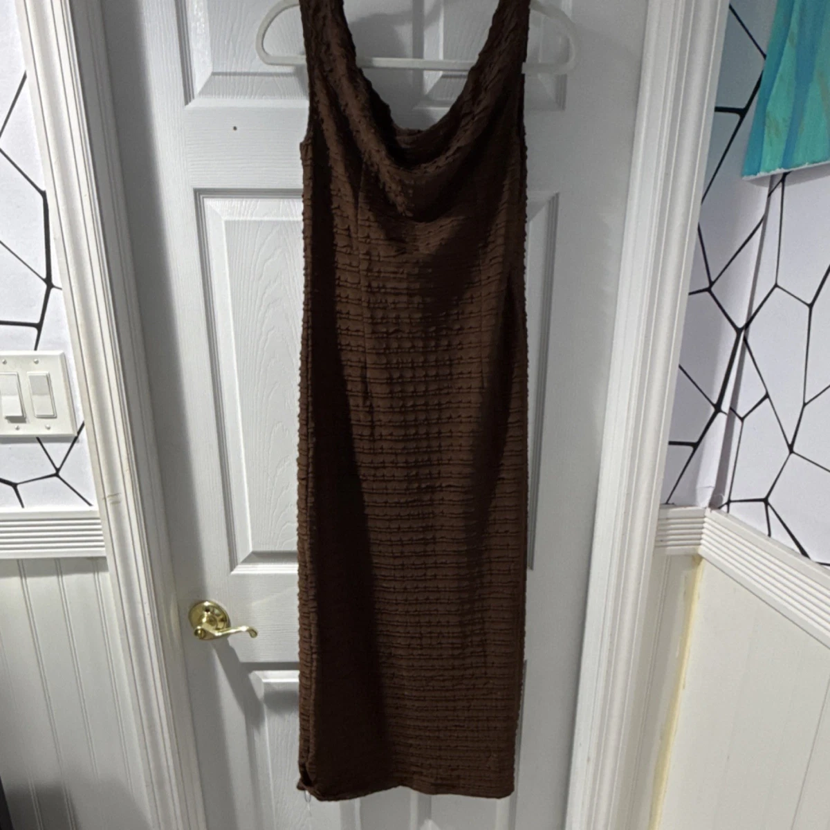 brown check cowl neck midi dress Cowl Neck Pink Check Linen Midi Dress – grizas.com main image 0