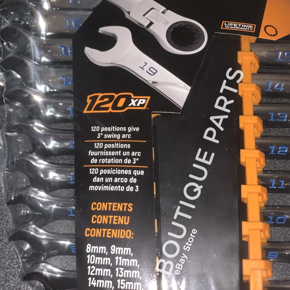 GEARWRENCH 12 pc. 120XP Spline XL Flex Head Ratcheting Metric Wrench Set 86229 - Image 3 of 4