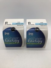 2 Leggs Sheer Energy Medium Support Sz B Jet Black Control Top 65206 Reinforced