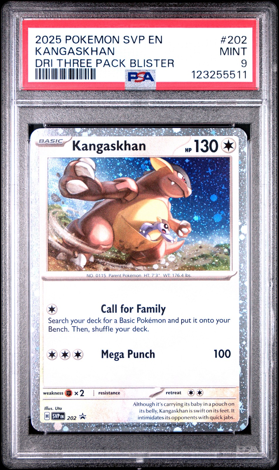 2025 POKEMON SVP EN-SV BLACK STAR PROMO #202 KANGASKHAN PSA 9