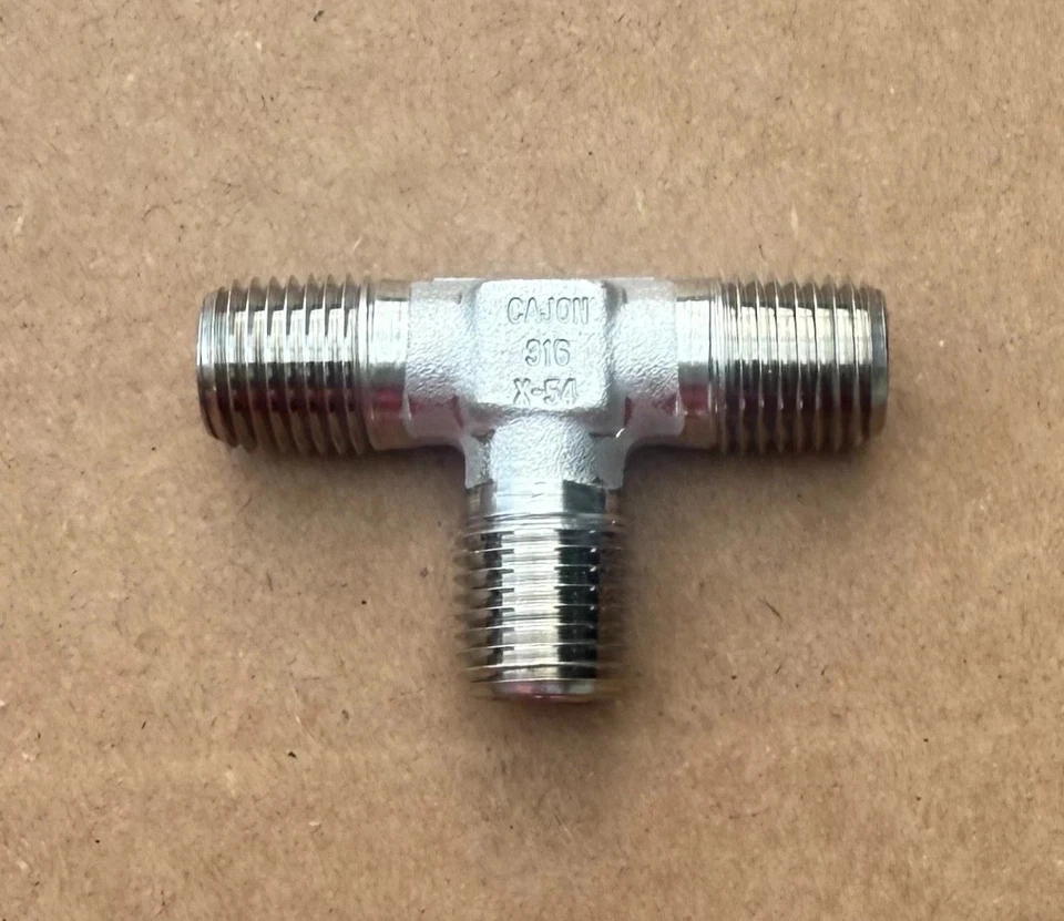 1/4 MNPT 316ss Tee Pipe Fitting Cajon Swagelok SS-4-MT - Image 2 of 2