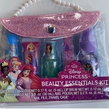 2 Disney Princess Beauty Essential Kit! Lip Gloss Balm Body Mist Nail Polish NWT