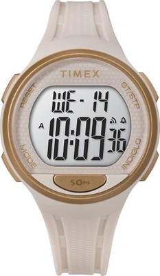 Timex Damen Digitaluhr mit cremefarbenem Silikonarmband TW5M423009