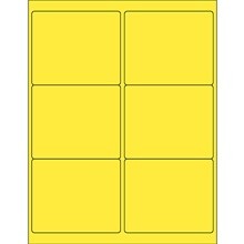4 x 3 1/3" Yellow Rectangle Laser Labels-6 Labels per Sheet-600 per Case