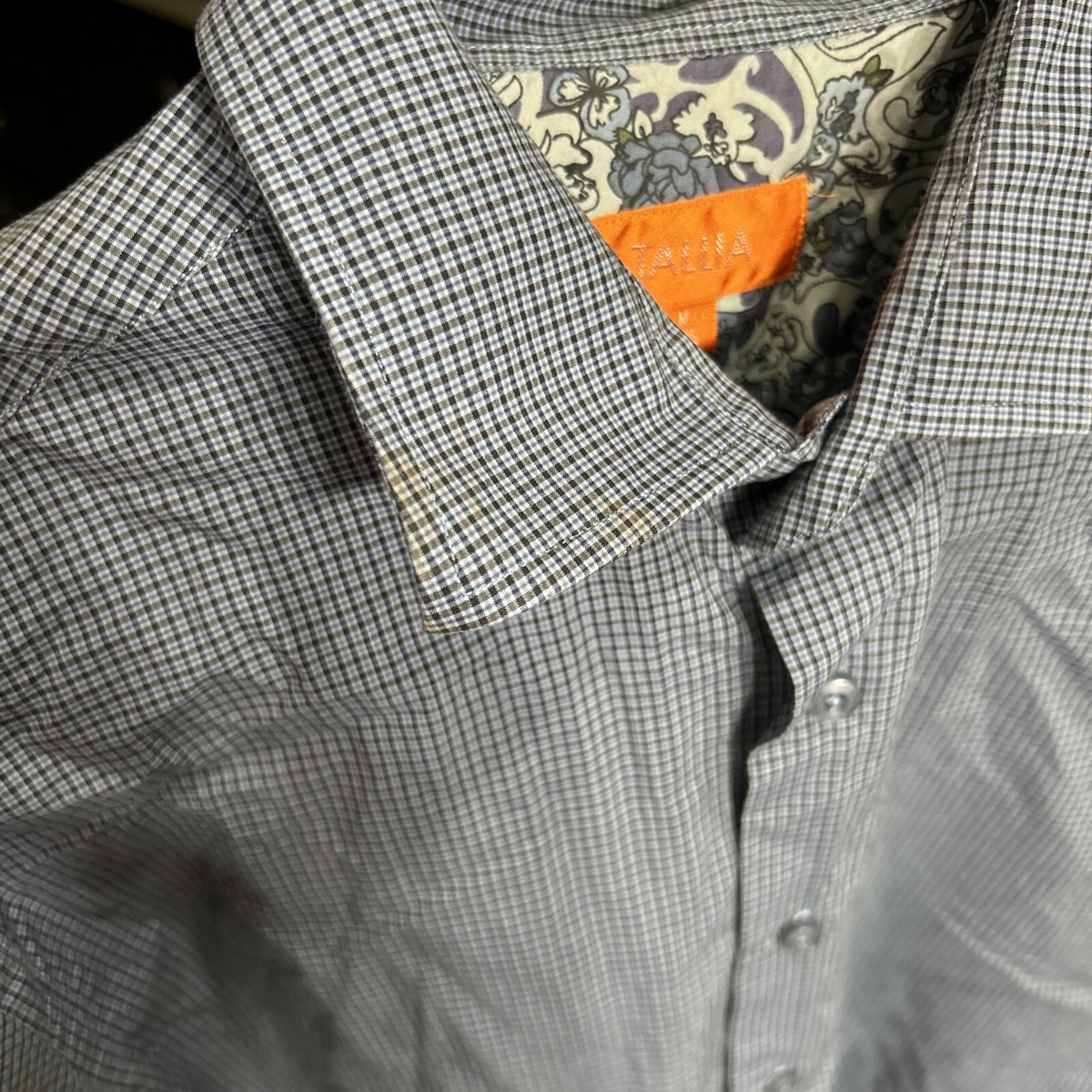 tallia orange dress shirts TALLIA ORANGE Slim Fit Check Mens Dress Shirt Violet 17.5|34-35 MSRP $89.50 NWT