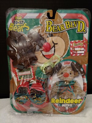Fibre Craft Reindeer Outfit Bear Blvd for 10-12'' Bears Dolls Shoes Vest Rare NIP