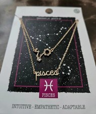 PISCES Star Sign Constellation Zodiac 2 Necklace Astrology Horoscope Jewelry NEW