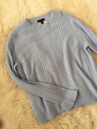 NUEVO SUÉTER DE CUELLO REDONDO JCREW CABLE CON MANGAS VOLANTES F5085 XL AZUL HEATHER PERY - Imagen 5 de 9