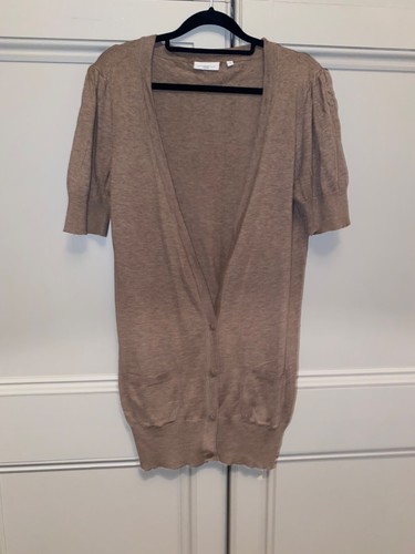 NEW LOOK Tunic Cardigan Size 14 Caramel Brown Casual Autumn Long Line Open Front - 第 1/6 張圖片