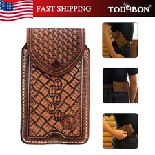 TOURBON Leather Cell Phone Belt Holster Phone Case Smart Phone Wallet for Gift