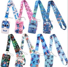 mix 10pcs Japanese anime Stitch Neck Strap Lanyard student Card Badge Holder