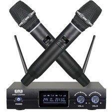 Dual Handheld WL Microphone 2 x Mic Cordless Receiver for Church / Karaoke -UC