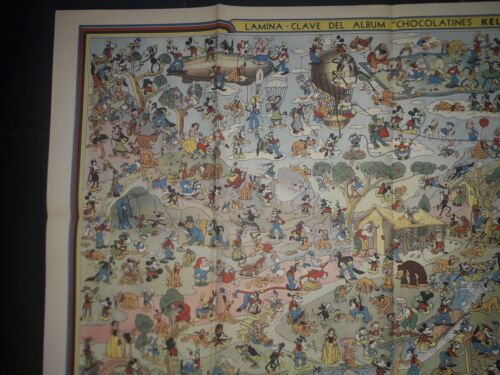 PÓSTER DE PERSONAJES DE WALT DISNEY, chocolates KELITO 1941, Argentina, Original - Imagen 2 de 5