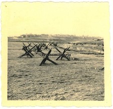 Orig. Foto Atlantikwall Panzersperren Tanksperren am Küste Frankreich 1943