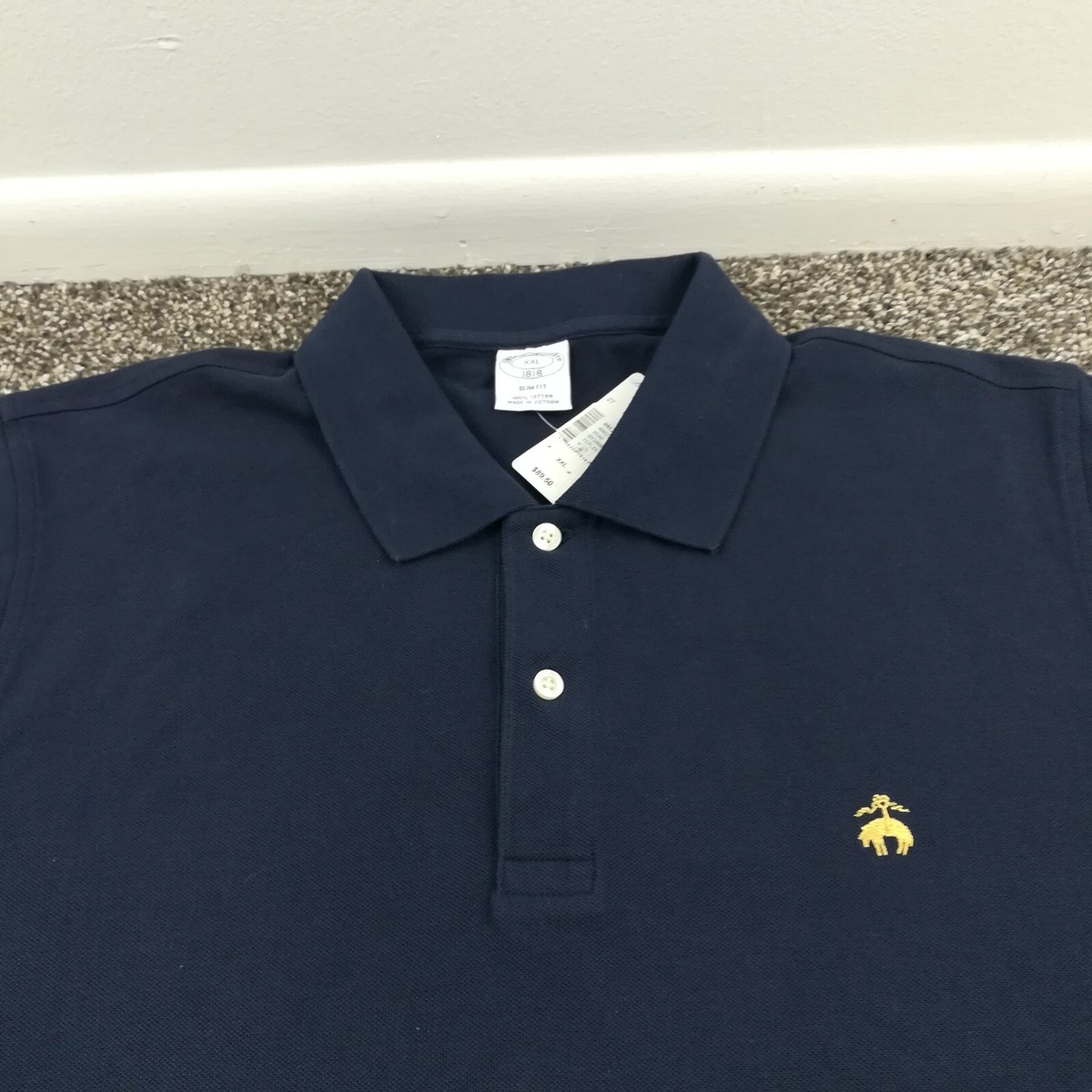 NWT 2023 Brooks Brothers Polo Shirt Pique Slim Fit Navy Blue