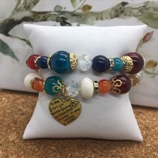 2 PC Handmade Bohemian Beaded Stackable Stretch Bracelet Set New Free Ship 3275