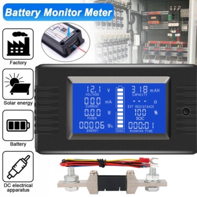 LCD DC Monitor Volt Amperemeter Meter Batterie Anzeige Tester Shunt 100A/200A DE