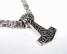 Thors Hammer Thorhammer Anhänger Edelstahl Kette Königskette Mjölnir Wikinger