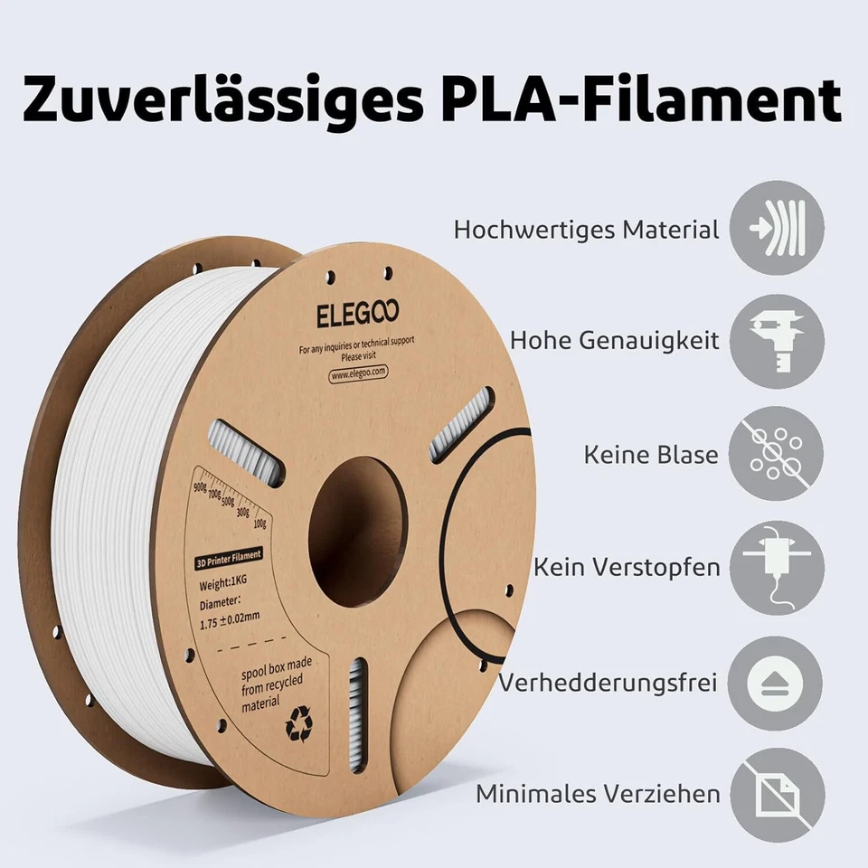 ELEGOO PLA Filament 1.75mm 1-10KG,3D Drucker Filament Maßgenauigkeit +/- 0,02 mm - Bild 2 von 4