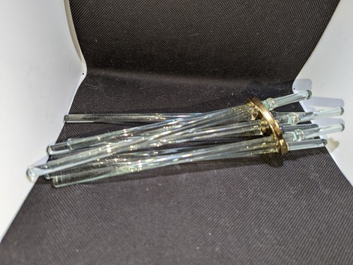 VINTAGE BRASS CHANDELIER PART 8.5" GLASS ROD CLUSTERS (8) HANGING - Picture 8 of 9
