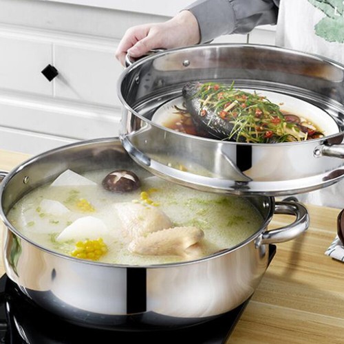 INDUCTION HOB STEAMER 5TIER MULTI VEG COOKER POT PAN SET S/S STEEL WITH LID TOOL - Picture 10 of 12