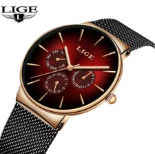 Ultra-thin Men Watch Quartz Calendar Stainless Steel Daily Wristwatch Waterproof