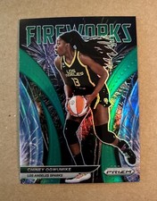 2022 Panini Prizm WNBA Green Fireworks #6 Chiney Ogwumike Basketball Card