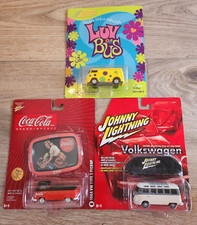 Johnny Lightning - Lot of 3 Volkswagen Bus Samba, Luv Bus, 1964 VW Pickup