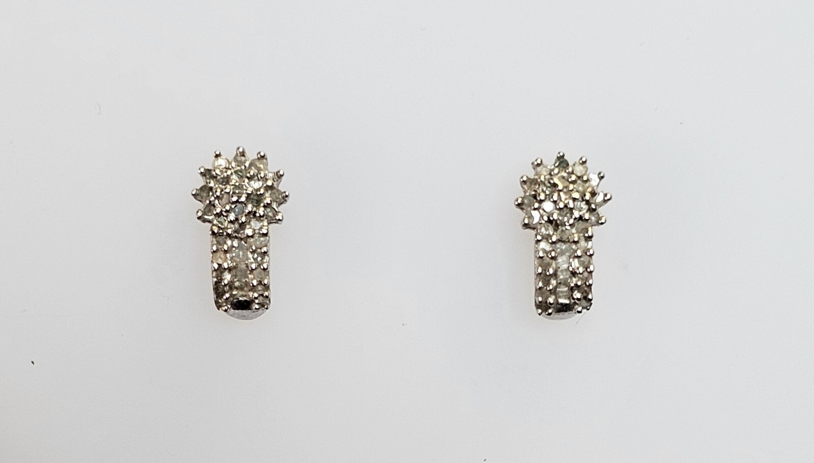 Photo 6 of Sterling Silver Diamond Cluster Earrings