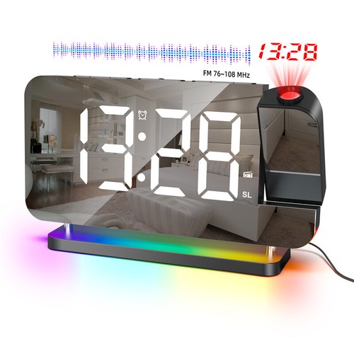 LED Digital Projector Rotatable Projection Snooze Alarm Clock FM Radio USB - Picture 19 of 19