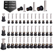 36Pairs Neoprene Well Nut Rubber Expansion Brass Nuts with Stainless Steel Screw