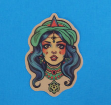 Beautiful Woman Wearing Egyptian Necklace Sticker 2.5" x 1.75" (AA)