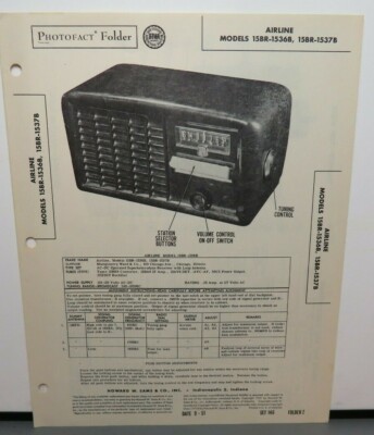 SAMS PHOTOFACT SERVICE MANUAL 146-2 AIRLINE RADIO MODELS 15BR-1536B 15BR-1537B