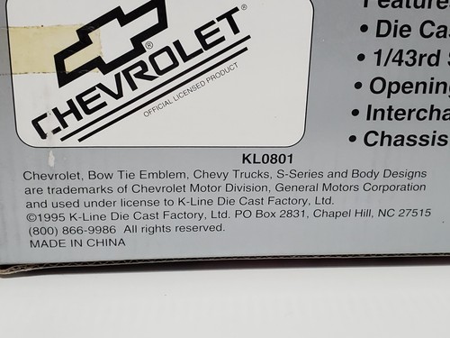 GREAT AMERICAN SPORT TRUCKS K-LINE METALLIC AQUA CHEVY C1500 G1510-02 1995 1/43 - Picture 7 of 12
