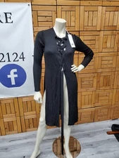 Per Se by Carlisle Overlay Lace Up Cardigan Sweater Black $495