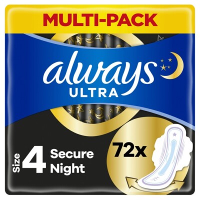 Always Ultra Secure Night (4) Damenbinden mit Flügeln 72/144/216 stk