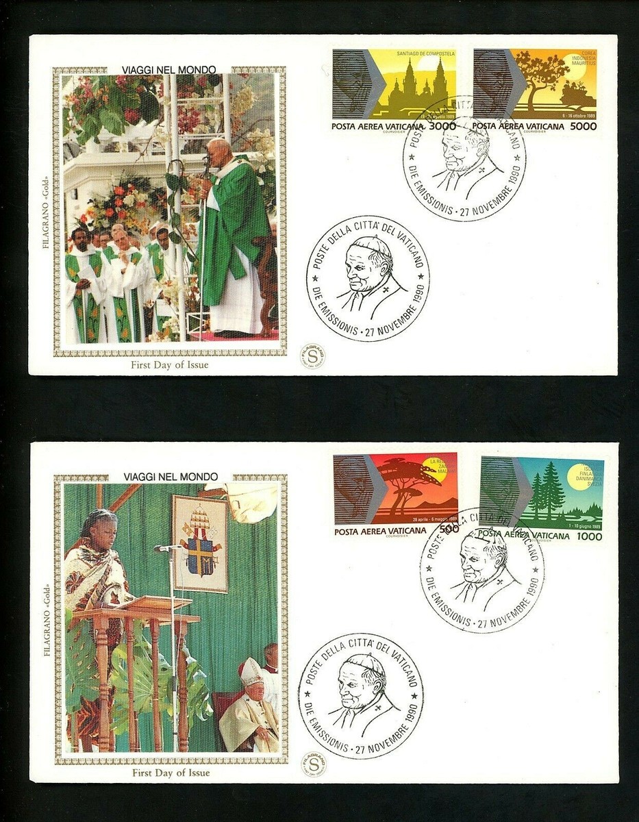 Postal History Vatican City FDC #C88-C91 SET OF 2 Pope John Paul 