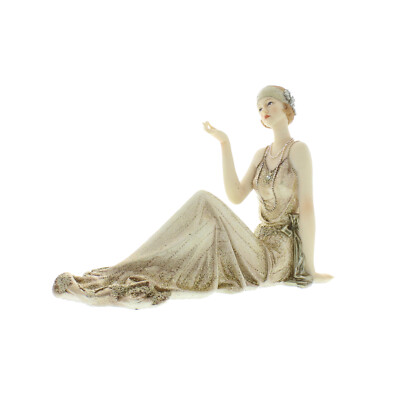Art Deco ''Justina'' Dame gold sitzend Glitzer Kleid Figur Ornament