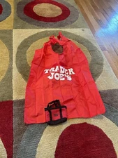 Trader Joe’s Micro Tote With Grocery Bag 2 in 1 Set Reusable Bag Red Black