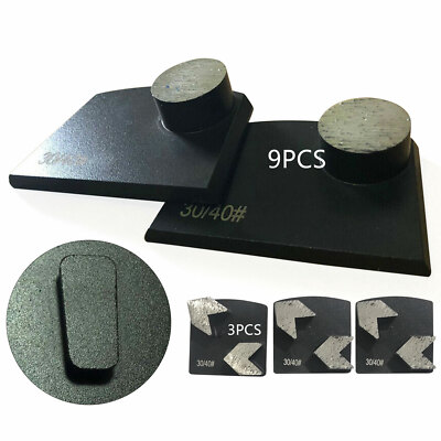 9Pcs Diamond Grinding Round Button Lavina Edco Floor Concrete Grinder Grit 30/40