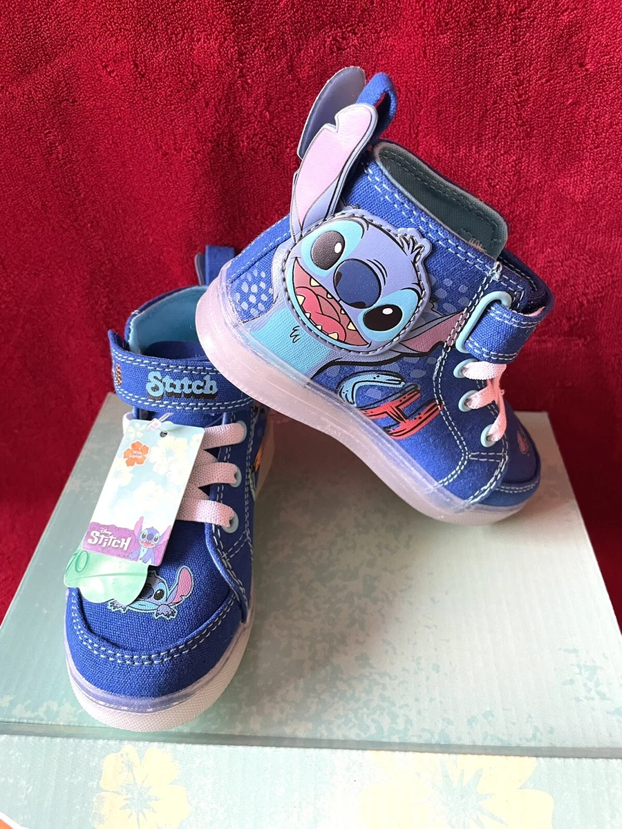 Disney Stitch Unisex Kids Light Up Sole Blue Hi Top Sneaker Size: 8