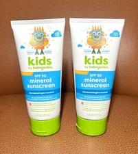2x Babyganics Kids Mineral Sunscreen Lotion Broad Spectrum SPF 50 6oz Tube