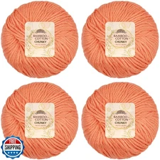 JubileeYarn Bamboo Cotton Chunky Yarn - 100g/Ball - COHO Salmon - 4 Balls