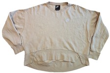 Nike Club Fleece Crewneck Hi-Lo Sweatshirt Beige CZ2523-140 Womens M Pullover