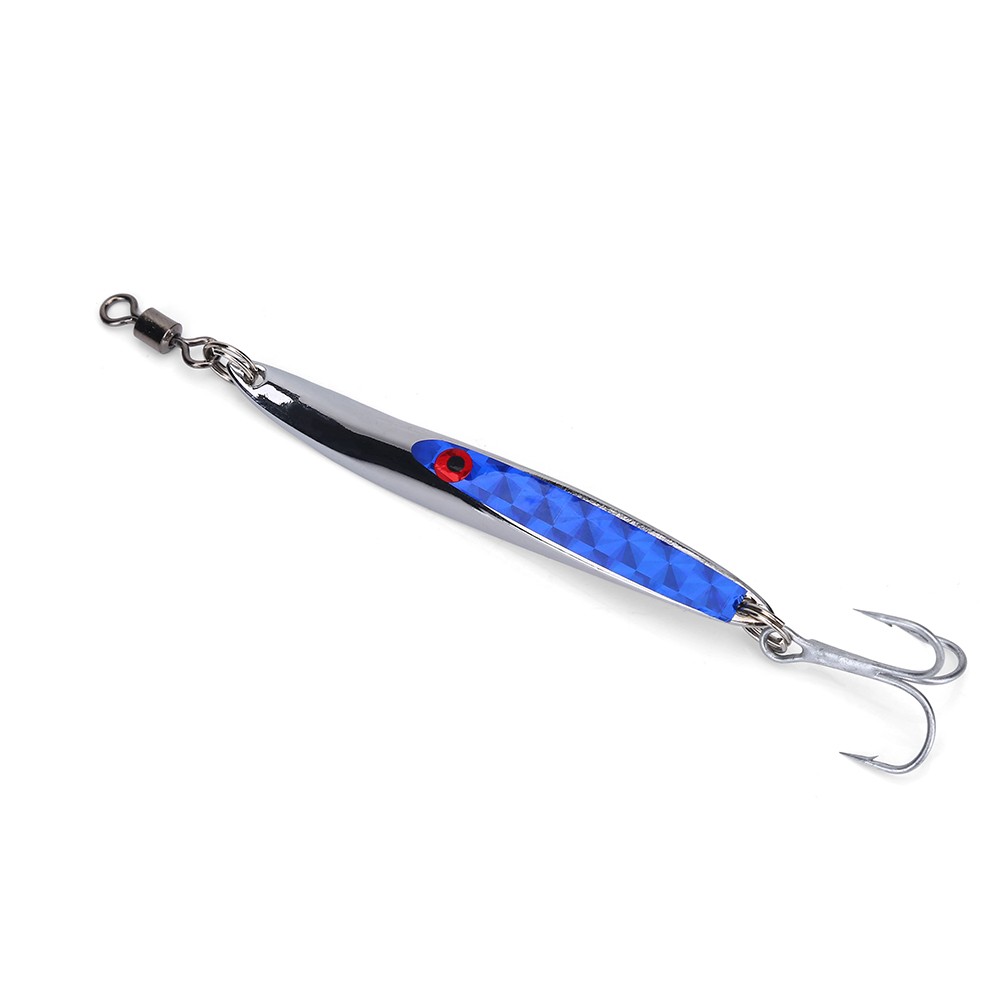 T- Lures Sequins Metal Bass Hard Spoon Bait Jig Lure Artificial Hook (Blue 28g)