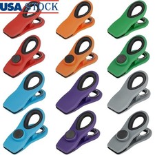 Magnetic Food Bag Clips Durable Non-Slip Sealing Multi Colored 12 Pack New